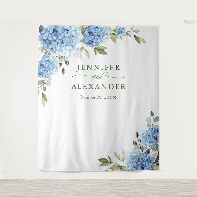 Blue Hydrangea Bridal Shower Photo Backdrop (Front)