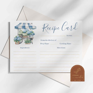 Blue Hydrangea Bridal Shower Recipe Card
