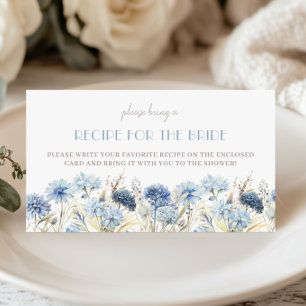Blue Hydrangea Bridal Shower Recipe Request Enclosure Card