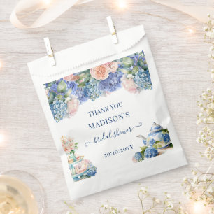Blue Hydrangea Bridal Shower Tea Party Favor Bag