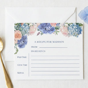 Blue Hydrangea Bridal Shower Tea Recipe Card