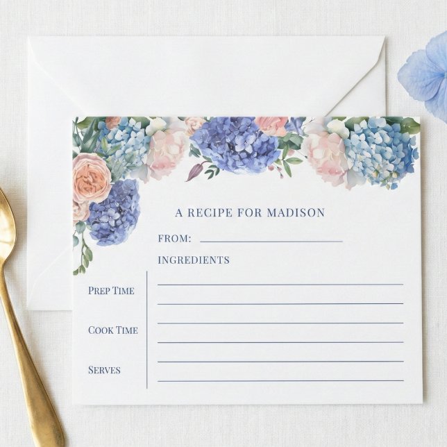 Blue Hydrangea Bridal Shower Tea Recipe Card (Creator Uploaded)