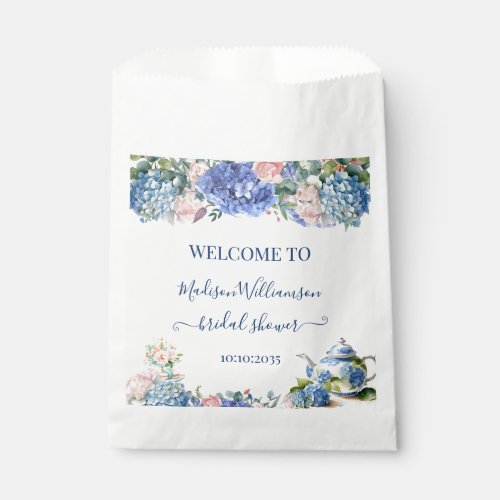 Blue Hydrangea Bridal Shower Tea Welcome  Favor Bag