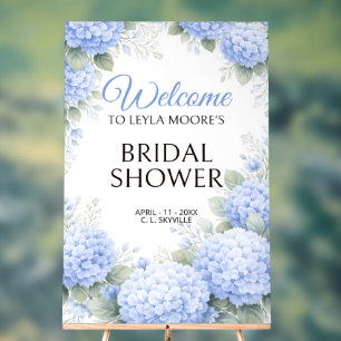 Blue Hydrangea Bridal Shower Welcome Acrylic Sign