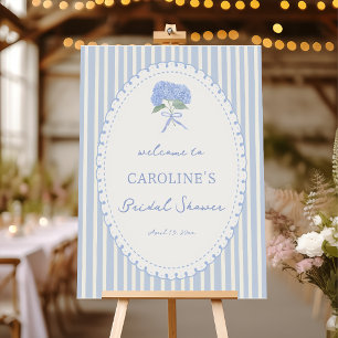 Blue Hydrangea Bridal Shower Welcome Foam Board