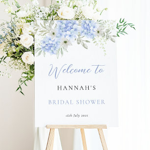 Blue Hydrangea Bridal Shower Welcome Sign