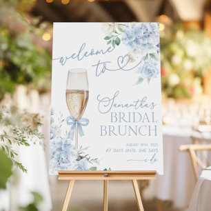 Blue Hydrangea Bridal Shower Welcome Sign, Brunch Foam Board