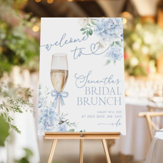 Blue Hydrangea Bridal Shower Welcome Sign, Brunch  Foam Board
