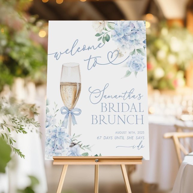 Blue Hydrangea Bridal Shower Welcome Sign, Brunch  Foam Board (Creator Uploaded)