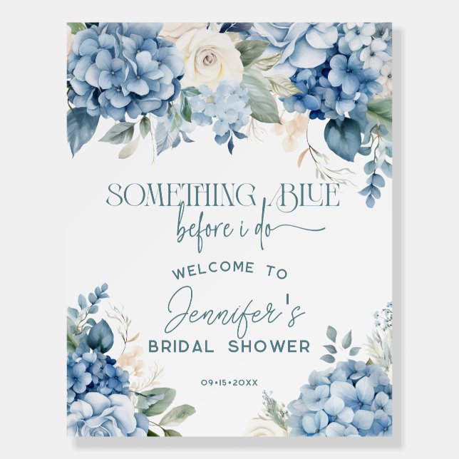 Blue Hydrangea Bridal Shower Welcome Sign Poster (Front)