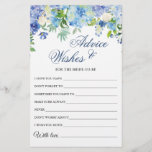 Blue Hydrangea Bridal Shower Wishes & Advice Card<br><div class="desc">Blue Hydrangea Wishes & Advice Card.
Personalize with the bride to be's name and date of shower. 
For further customization,  please click the "customize further" link. If you need help,  contact me please.</div>