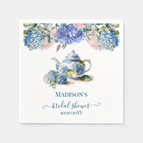 Blue Hydrangea Bridal Tea Party  Napkins