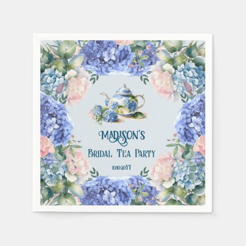 Blue Hydrangea Bridal Tea Party  Napkins