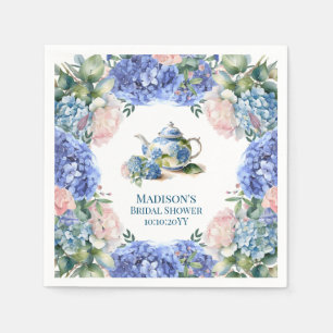 Blue Hydrangea Bridal Tea Party Napkins