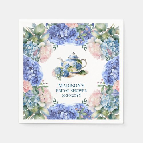 Blue Hydrangea Bridal Tea Party  Napkins