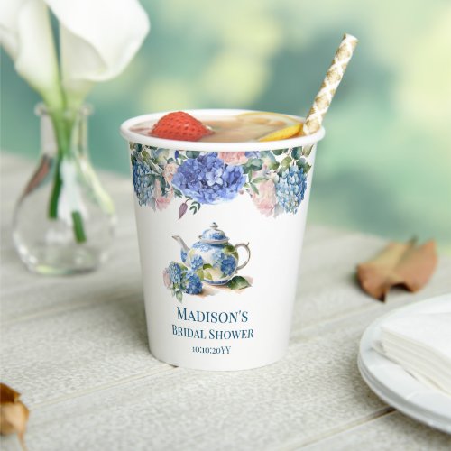 Blue Hydrangea Bridal Tea Party  Paper Cups