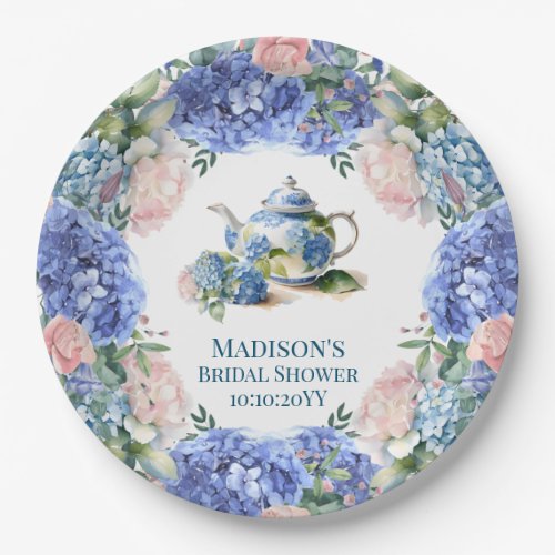 Blue Hydrangea Bridal Tea Party  Paper Plates