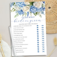 Blue Hydrangea Bride or Groom Bridal Shower Game