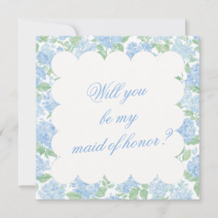 Blue Hydrangea Bridesmaid Proposal Card