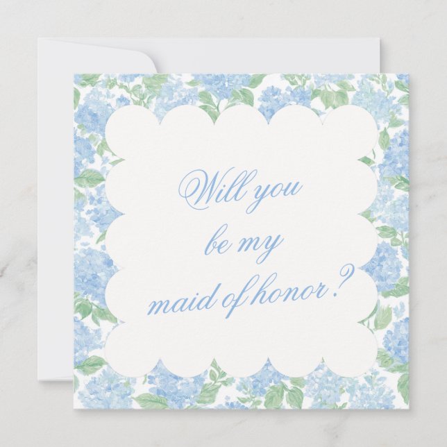 Blue Hydrangea Bridesmaid Proposal Card (Front)