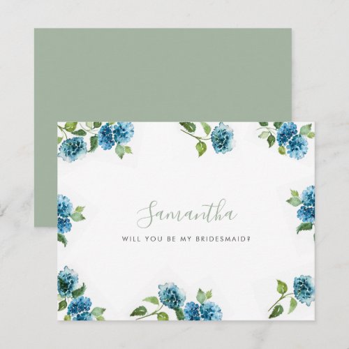 Blue Hydrangea Bridesmaid Proposal Cards