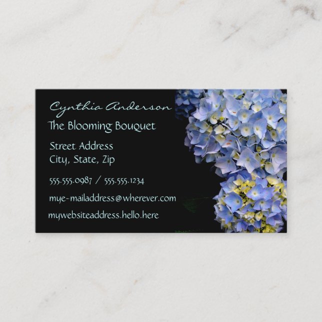 Blue Hydrangea Business Cards (Front)