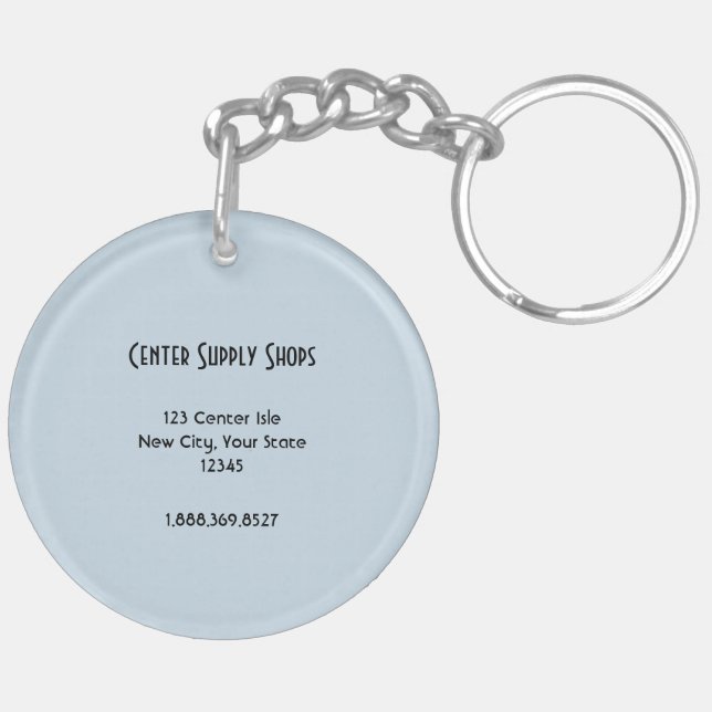 Blue Hydrangea Business ID Keychain (Back Left)