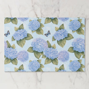 Blue Hydrangea Butterfly Garden Party Paper Placem Pad