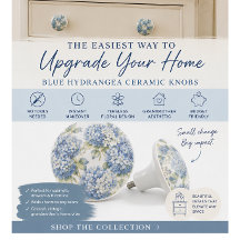 Blue Hydrangea Cabinet Furniture Knobs