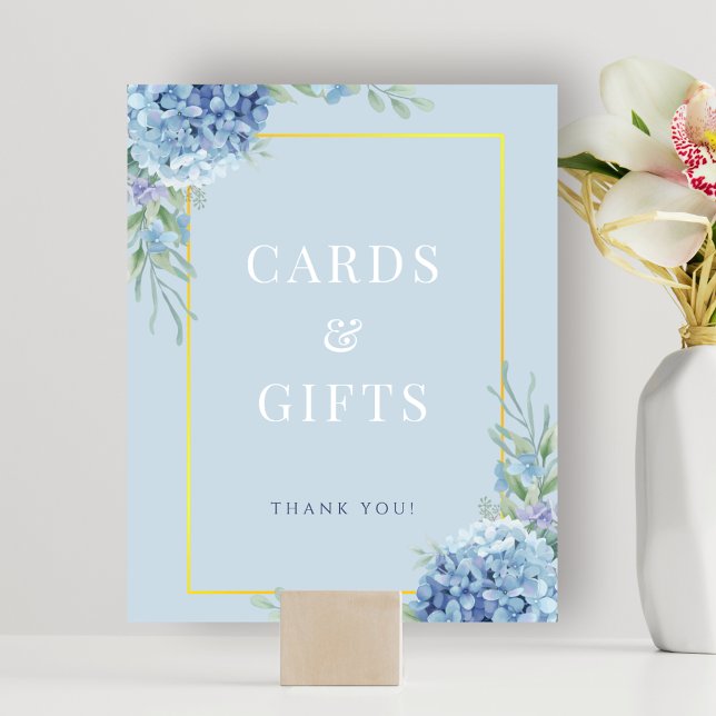 Blue Hydrangea Cards Gifts Shower Sign Poster (Blue Hydrangea Cards Gifts Shower Sign Poster)