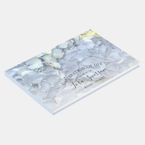 Blue Hydrangea Celebration of Life Memorial Guest Book