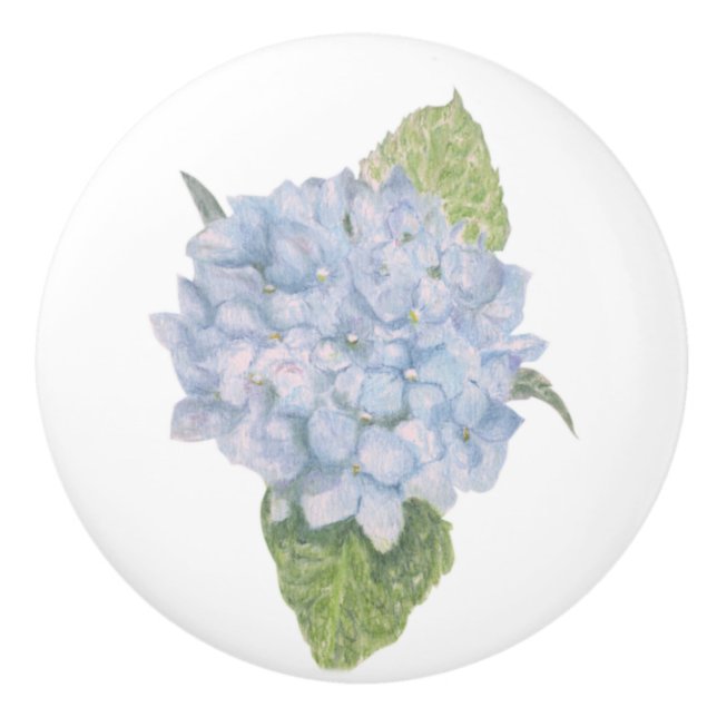 Blue Hydrangea Ceramic Knob (Front)