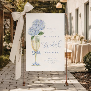 Blue Hydrangea & Champagne Gold Shower Welcome XL Foam Board
