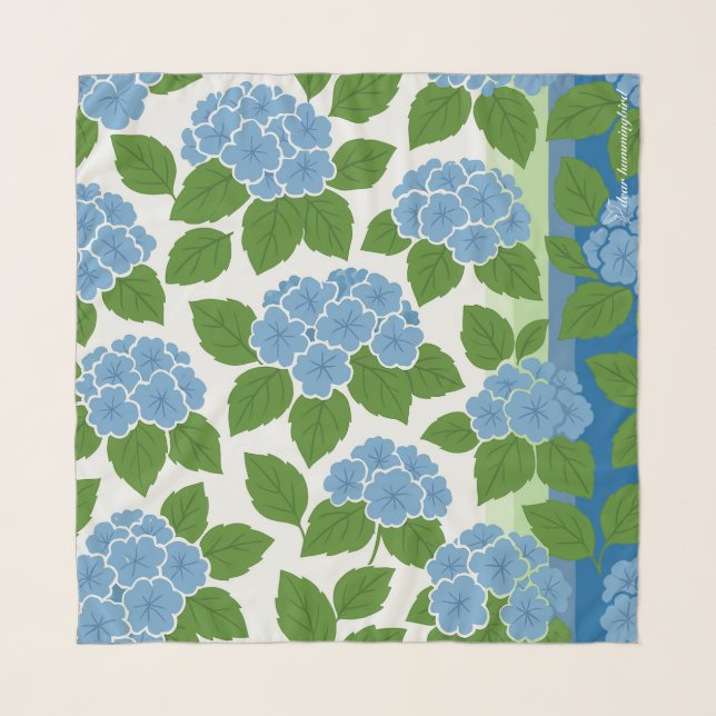 Blue Hydrangea Chiffon Scarf (Front)