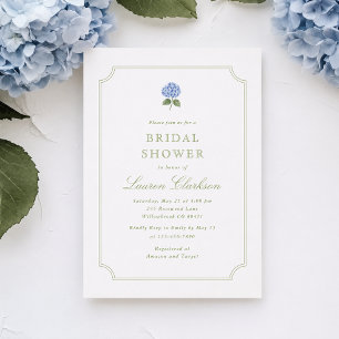 Blue Hydrangea Citrus Green Bridal Shower Invitati Invitation