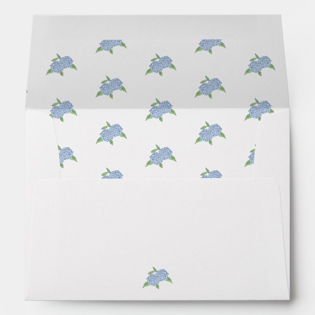Blue Hydrangea Classic Coastal Bridal Shower Envelope (Back (Bottom))