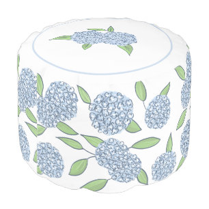Blue Hydrangea Classic Coastal New England Pouf