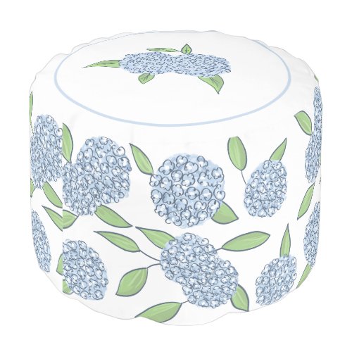 Blue Hydrangea Classic Coastal New England Pouf