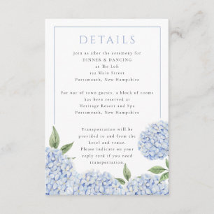 Blue Hydrangea Classic Details, Small Enclosure Card