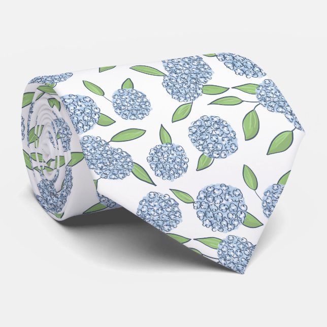 Blue Hydrangea Classic Groomsmen New England Neck Tie (Rolled)
