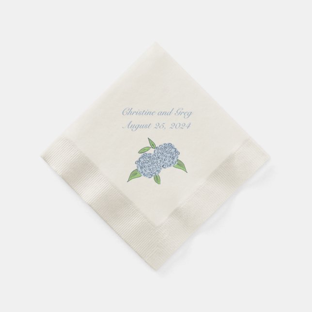 Blue Hydrangea Classic Wedding Bridal Shower Napkins (Corner)