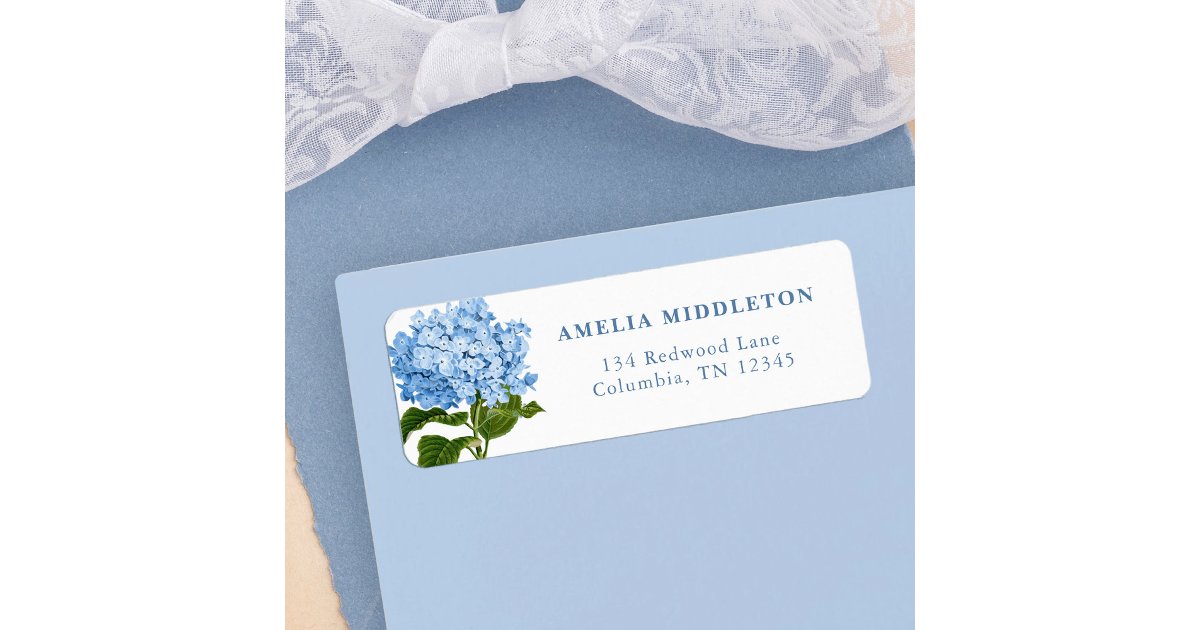 Blue Hydrangea Classic Wedding Return Address Label | Zazzle