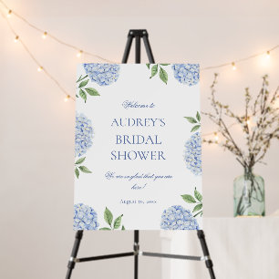 Blue Hydrangea Classic Welcome Sign, Flower Border Foam Board
