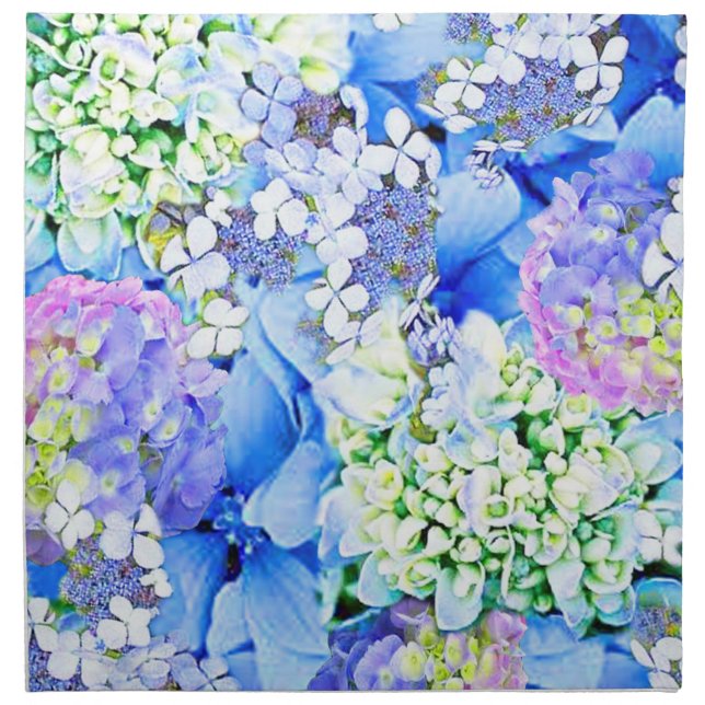 Blue Hydrangea Cloth Napkins (Front)