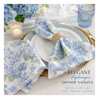 Blue Hydrangea Cloth Napkins for Elegant Tables