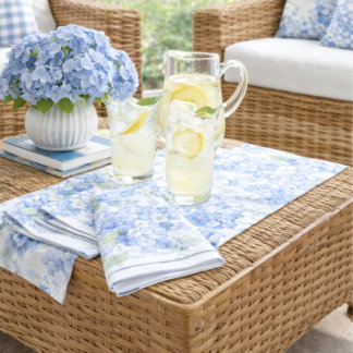 Blue Hydrangea Cloth Napkins Luxury Table Decor