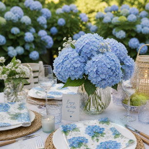 Blue Hydrangea Cocktail Napkins Coastal Floral