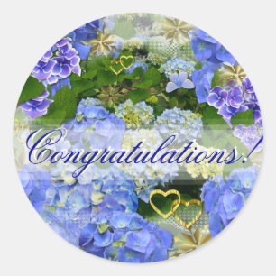 BLUE HYDRANGEA ~  Congratulations ~ Stickers