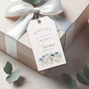 Blue Hydrangea Cornflower Bridal Shower Thank You Gift Tags