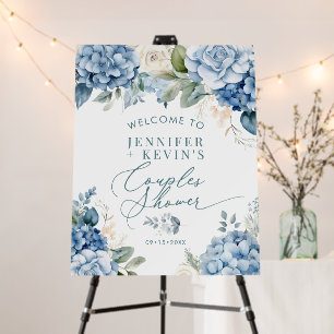 Blue Hydrangea Couples Shower Welcome Sign Poster